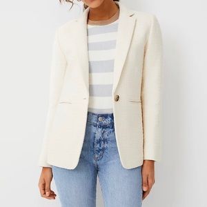 Ann Taylor Hutton Blazer In White Tweed
